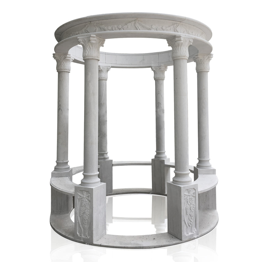 Marble gazebo with stone pillar