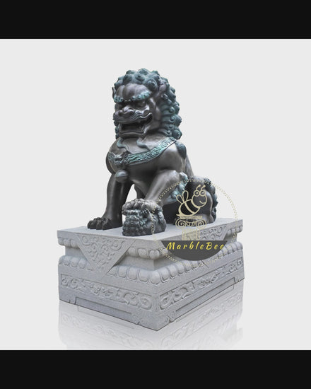 Guardian lion Life size food dog statue made of bronze