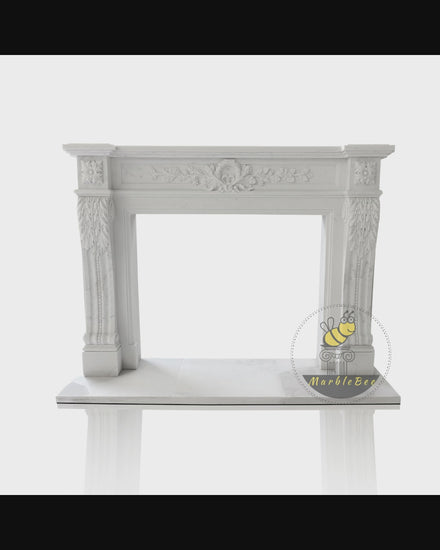 French Vintage Gothic Marble Fireplace Surround