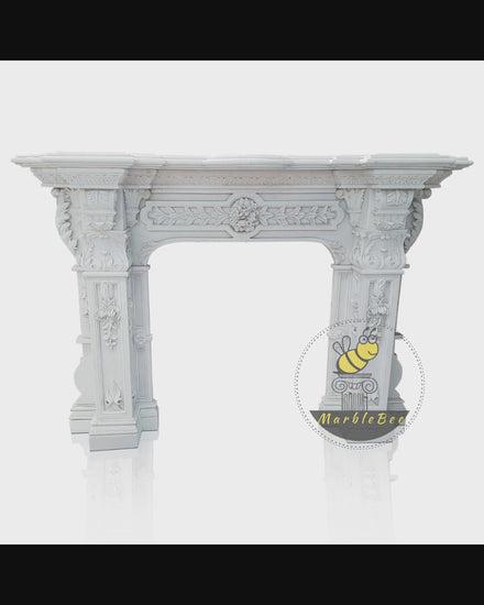 Elegant Victorian White Marble Fireplace Mantel