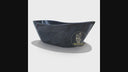 Black Marble Bathtub with White Veins and Headrest: Luxury First-Grade Experience