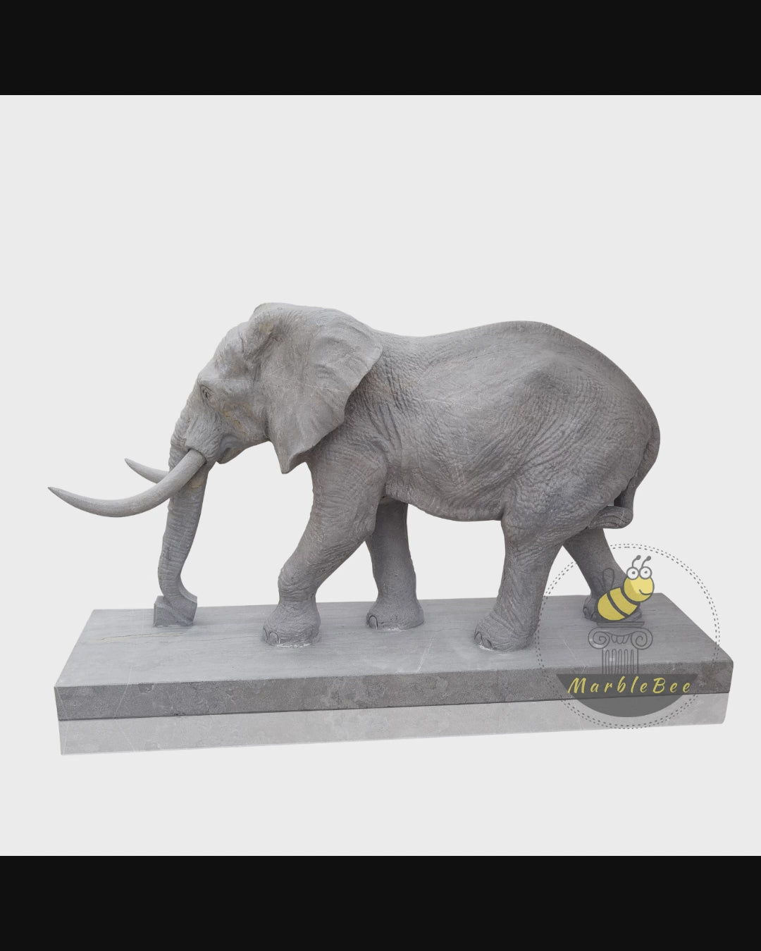 Life size garden elephant statue made of Grey Marble