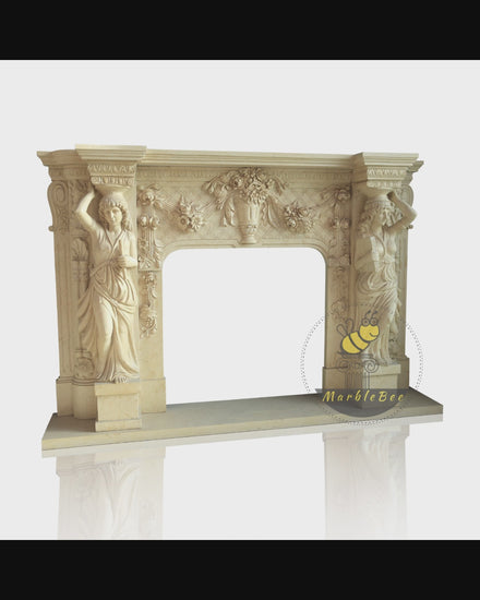  Stunning Egyptian Beige Marble Fireplace Surround