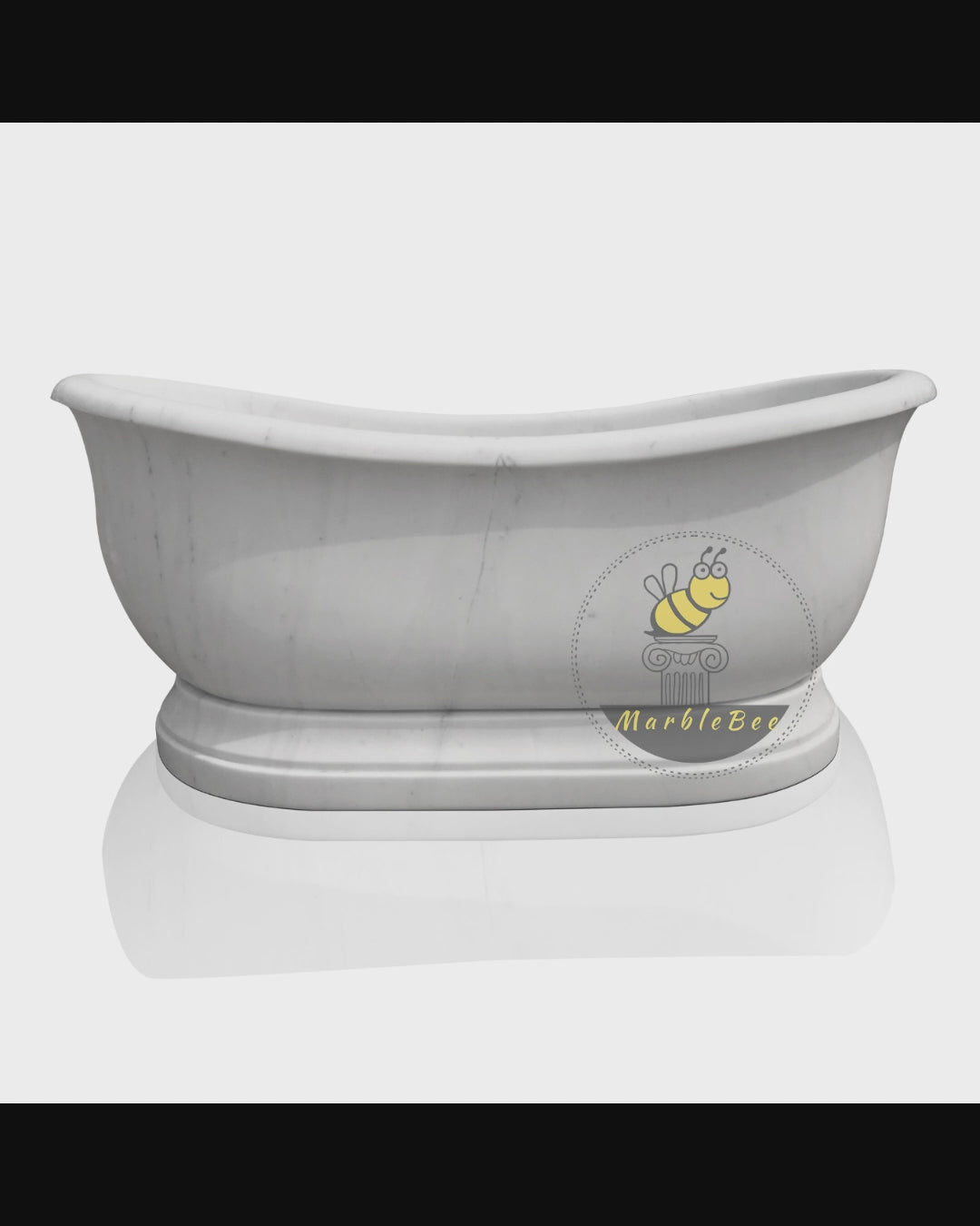 Double-ended freestanding marble bathtub