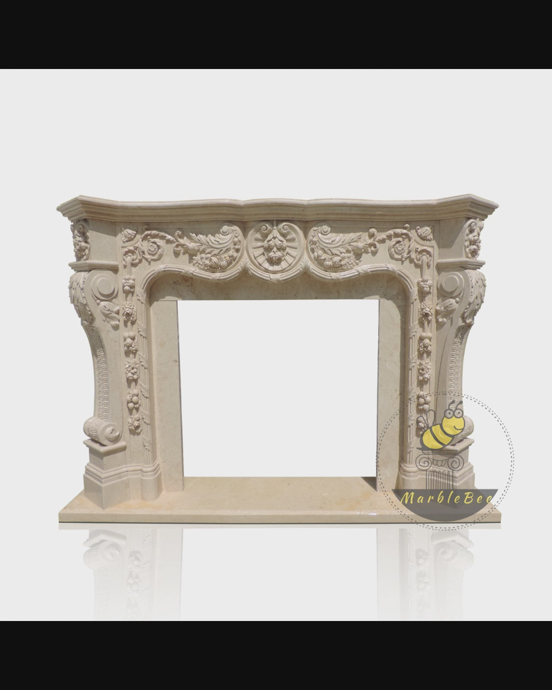 French Style Limestone Fireplace Surround