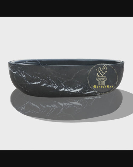 Black oval ergonomic design bathtub