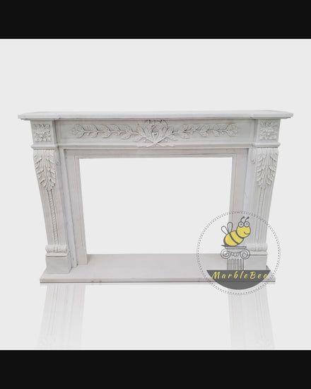 Marble fireplace surround hand-carved by white marble