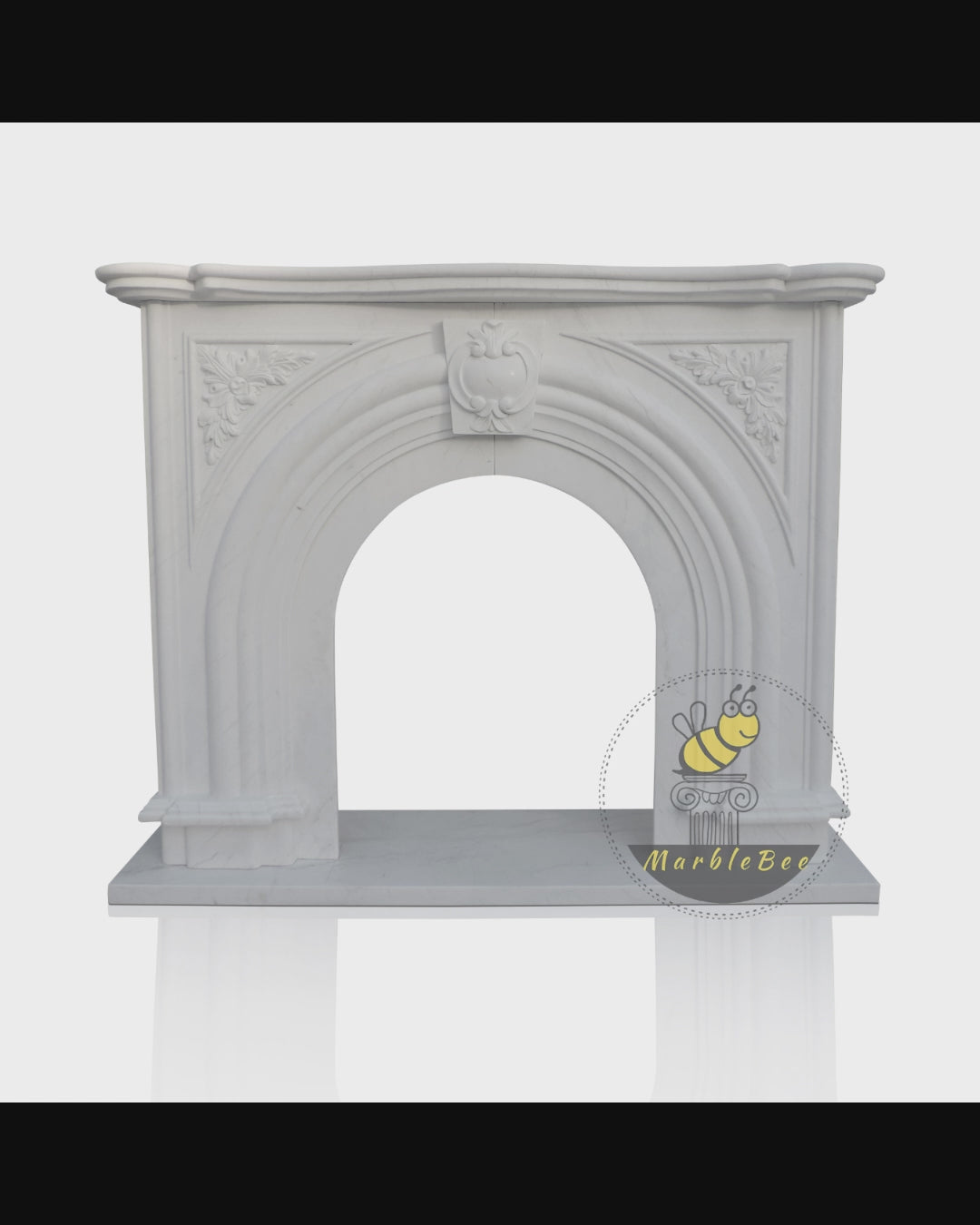 Elegant French White Marble Parisian Fireplace Mantel