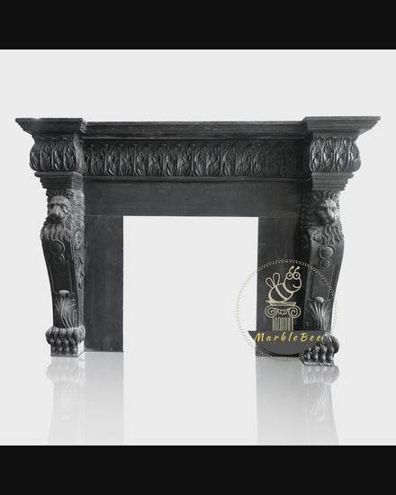 Majestic Antique Black Limestone Fireplace