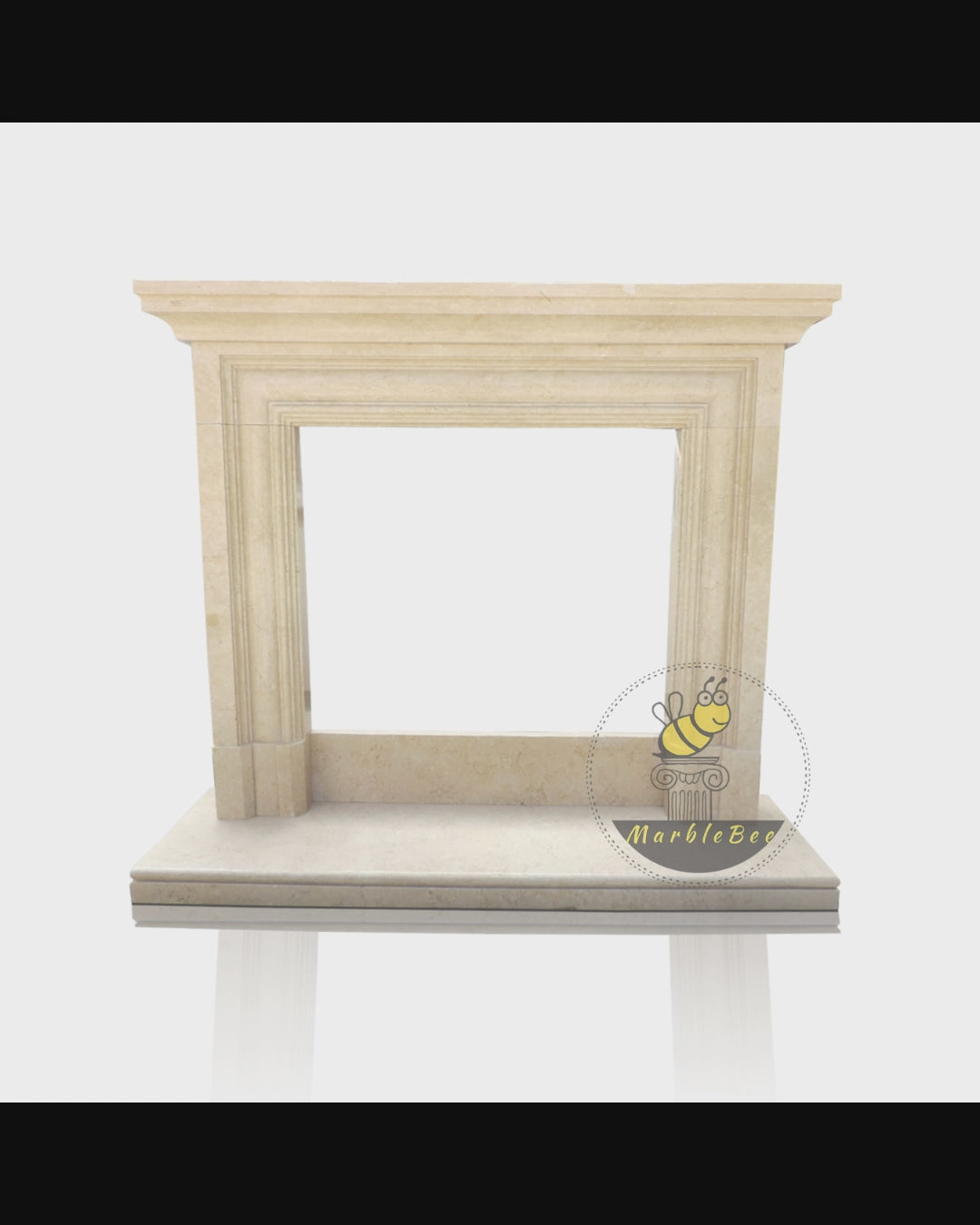 Modern English Simple Elegant Beige Marble Fireplace Surround