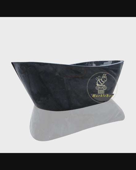 Double Slipper Black Marble Bathtub