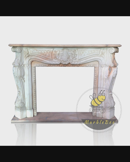 Elegant Light Pink Marble Fireplace 