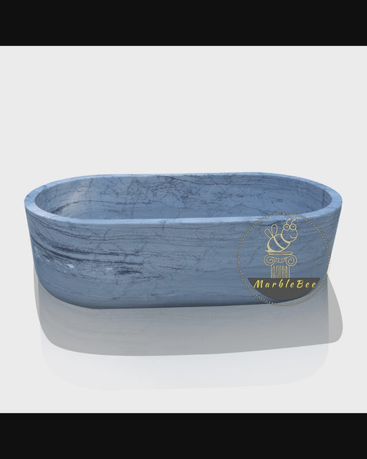 Grey Marble Bathtub For Sale Unique large oval gray stone soaking tub in stock now for your space