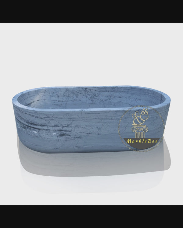 Unique large oval gray stone soaking tub