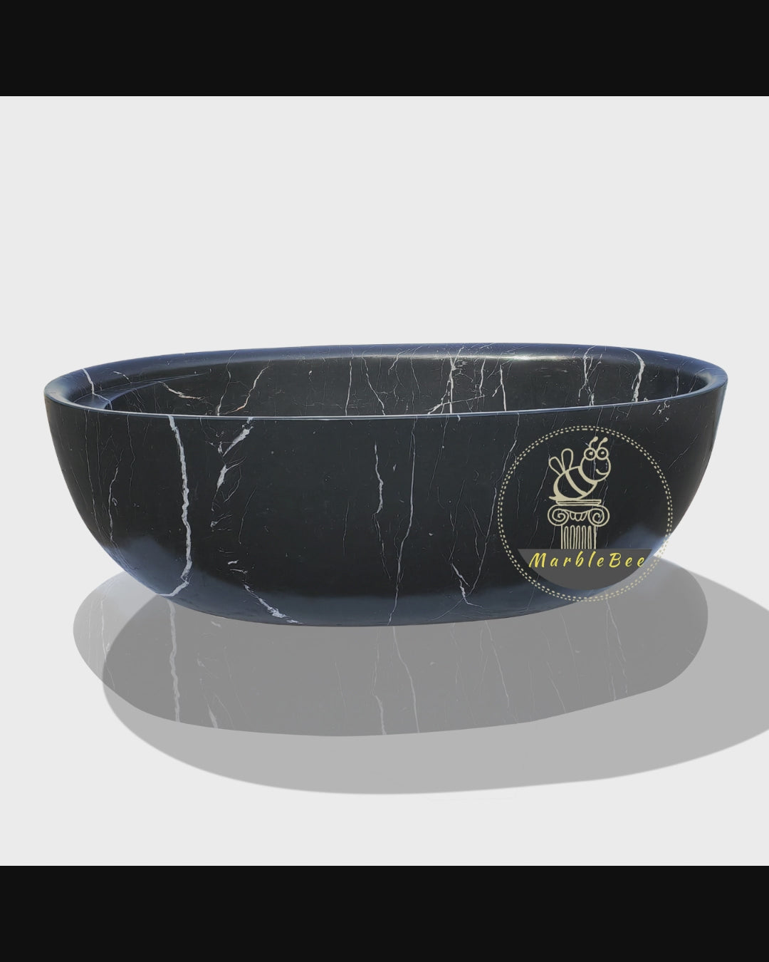 Black large size marble bathtub