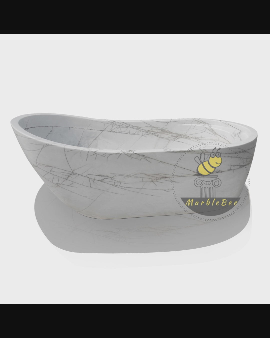 White marble tub with golden veins