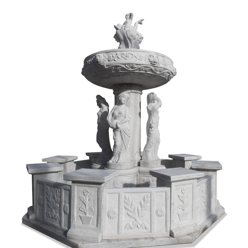 White Marble stone fountain For Sales