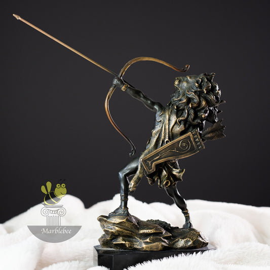 Bronze statue of an arching warrior