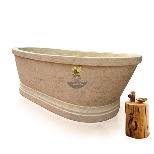 Marble Bathtub- classic design hand-carved from Beige Marble