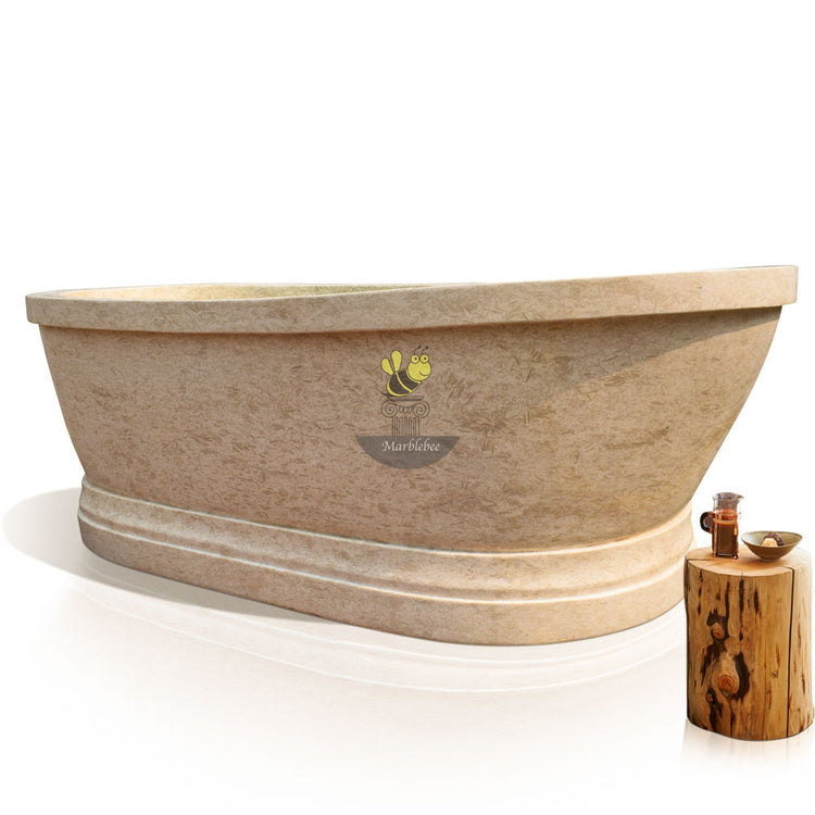 Marble Bathtub- classic design hand-carved from Beige Marble