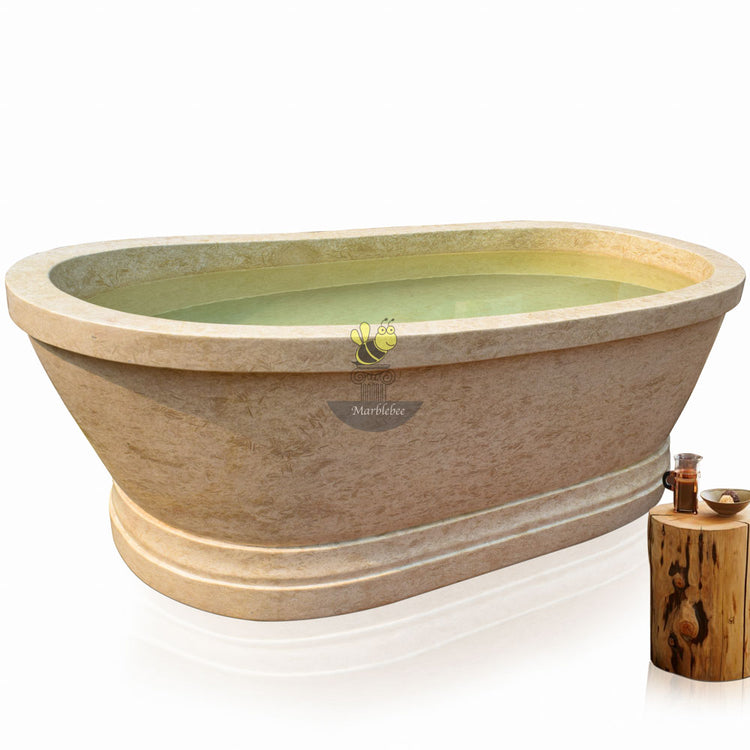 Marble Bathtub- classic design hand-carved from Beige Marble