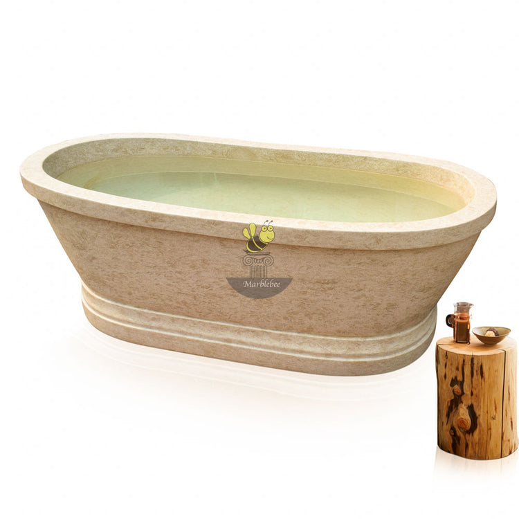 Marble Bathtub- classic design hand-carved from Beige Marble