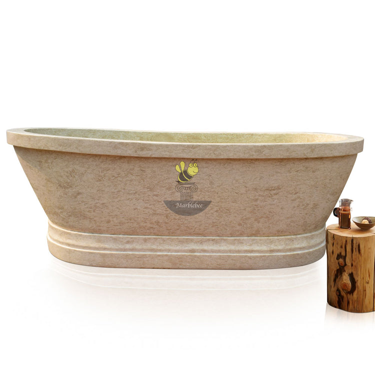 Marble Bathtub- classic design hand-carved from Beige Marble