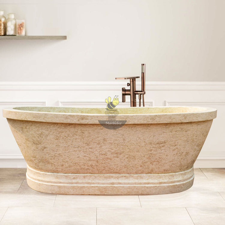 Marble Bathtub- classic design hand-carved from Beige Marble