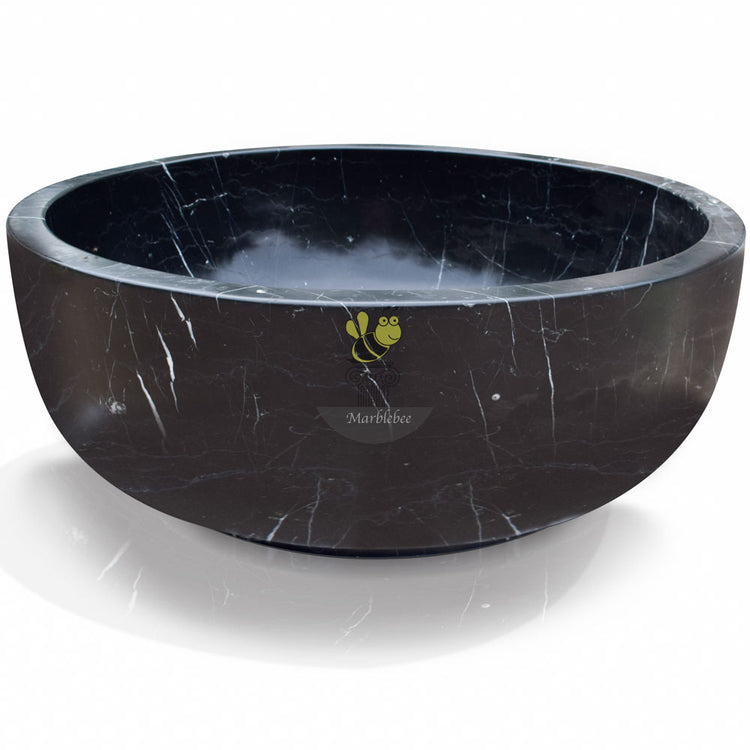 Black Stone tub in Japanese soaking tub style Marblebee customization round modern tub