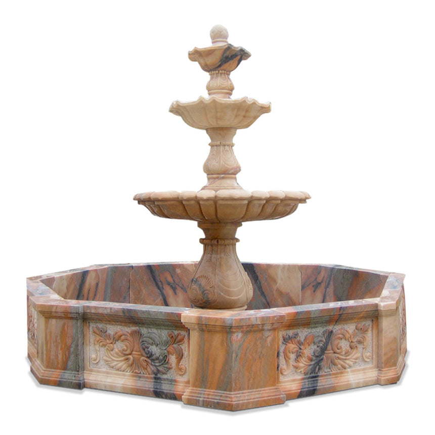 Rainbow natural stone three-tiered fountain For sale