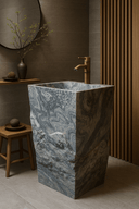 Marblebee Dark Grey Marble Compact Pedestal Sink
