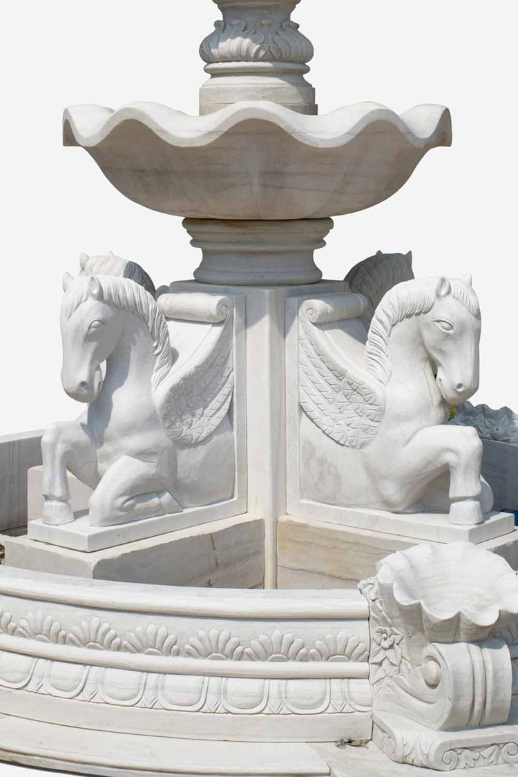 winged horses statue 3 tier fountain