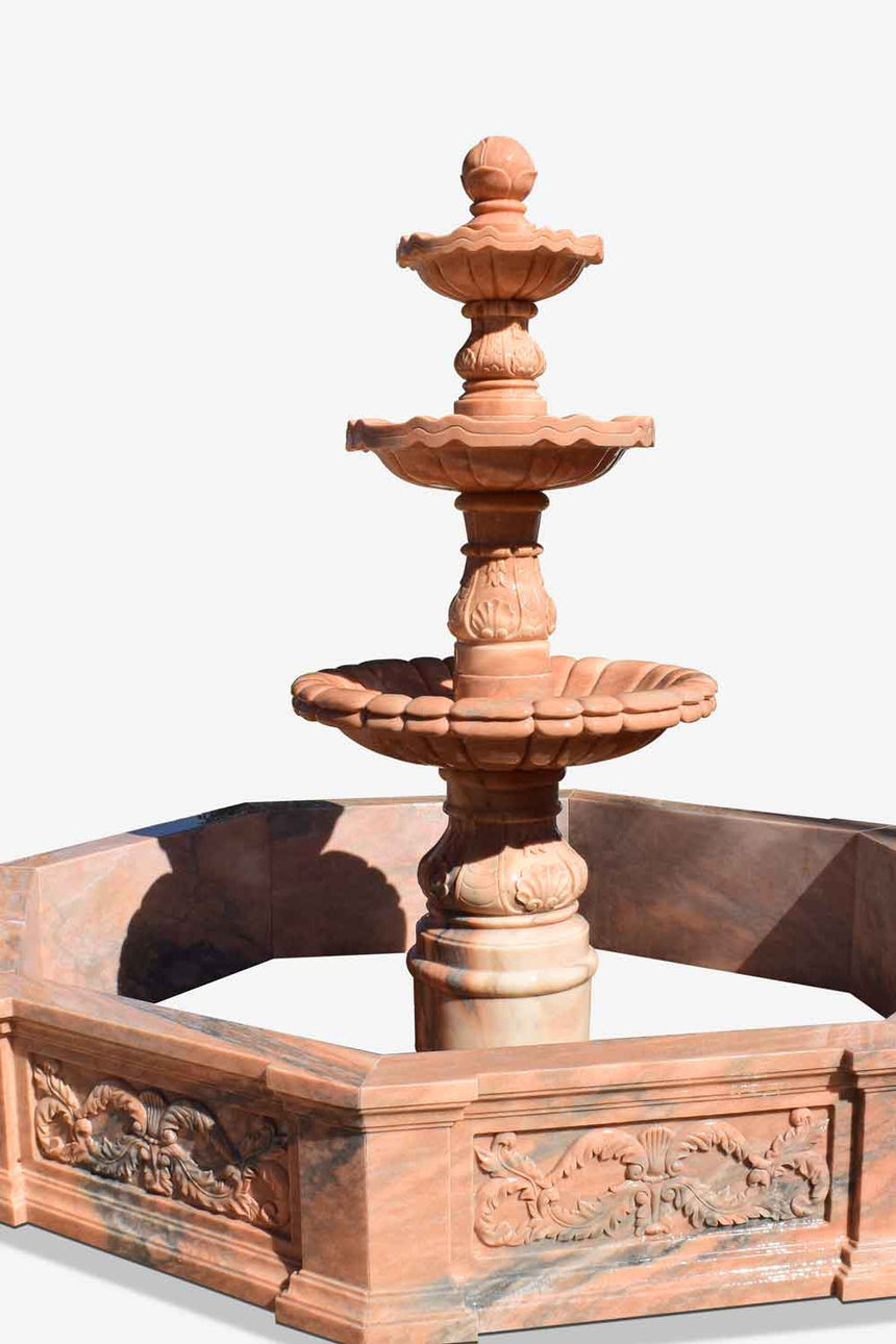Custom fountain-red sunset marble fountain