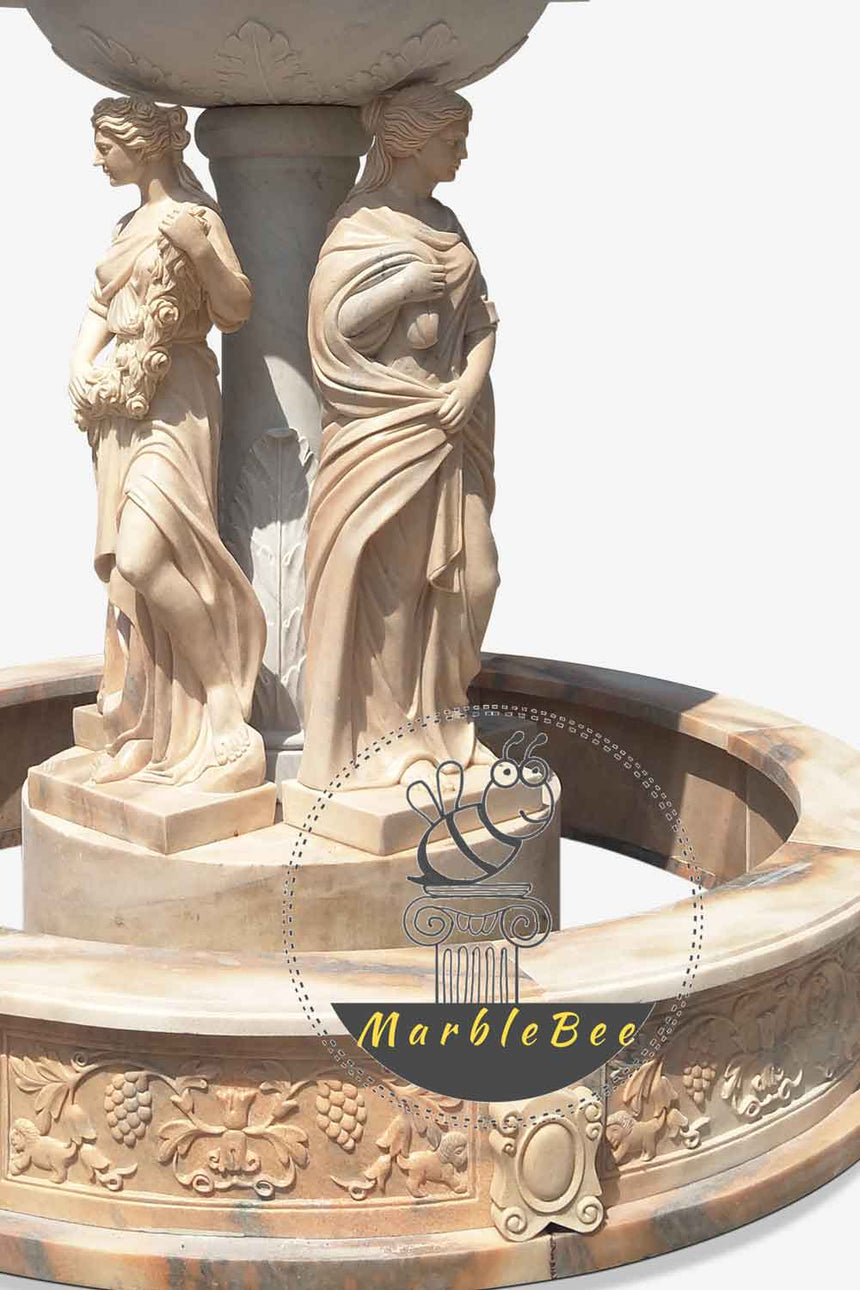 Two tier fountain with greek goddess statues for Sale