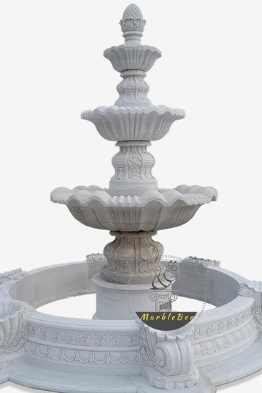 Custom white marble 3 tiered fountain