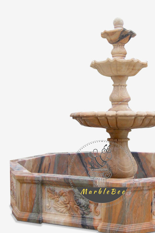 Rainbow natural stone three-tiered fountain For sale