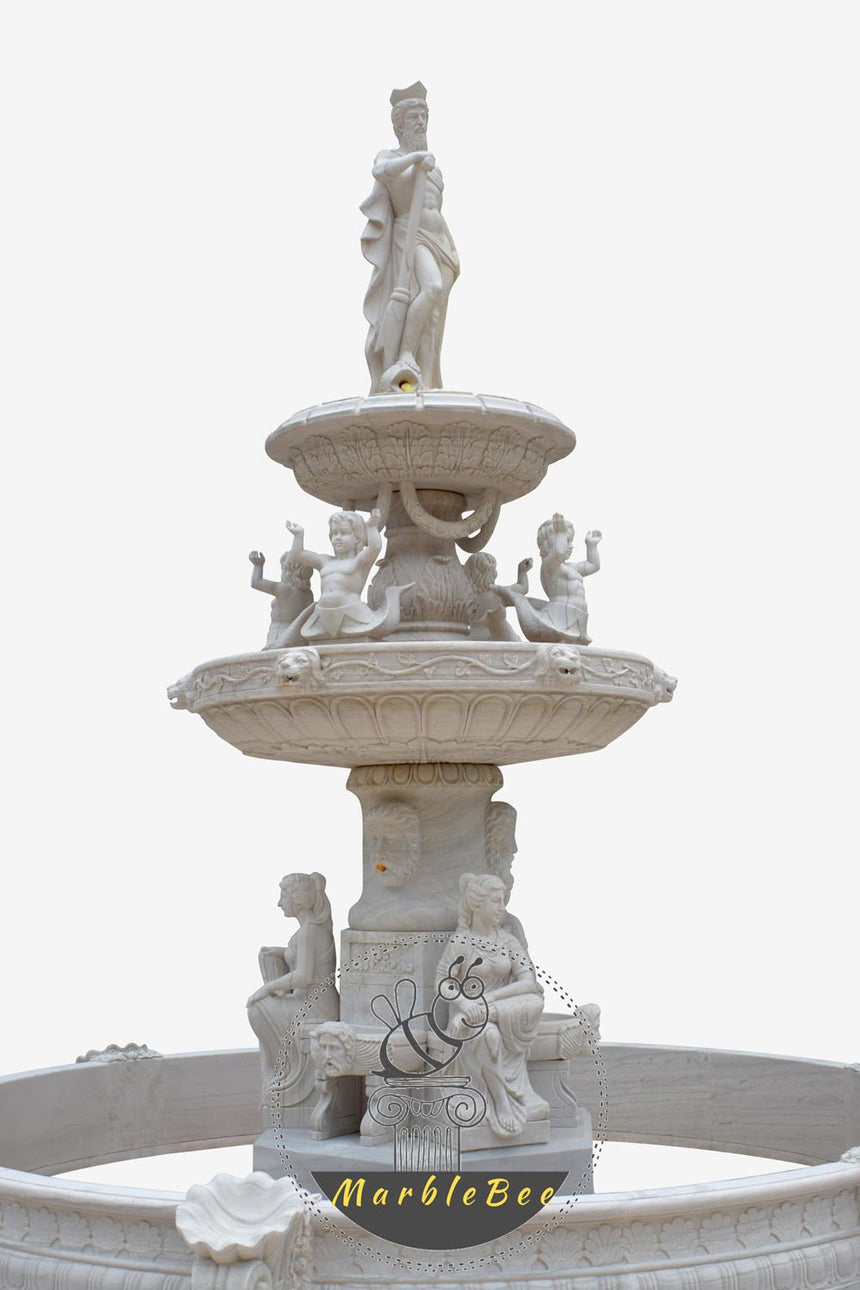 Custom Large garden stone fountain with greek god statues
