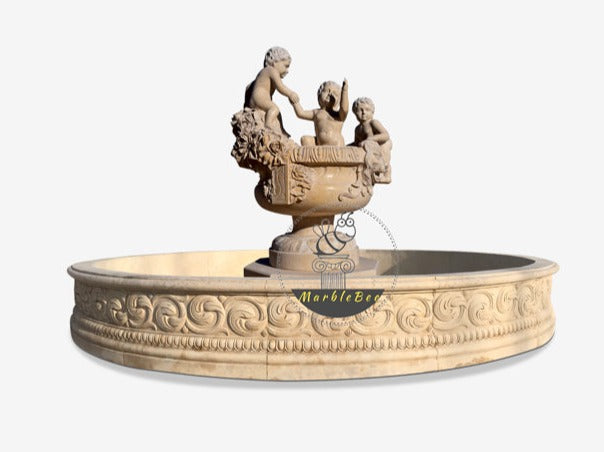 Custom marble fountain with angel statues