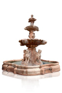 Flying Lion statues Marble Fountain, 3 tier stone fountain with lion head sprayers