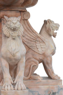 Flying Lion statues Marble Fountain, 3 tier stone fountain with lion head sprayers