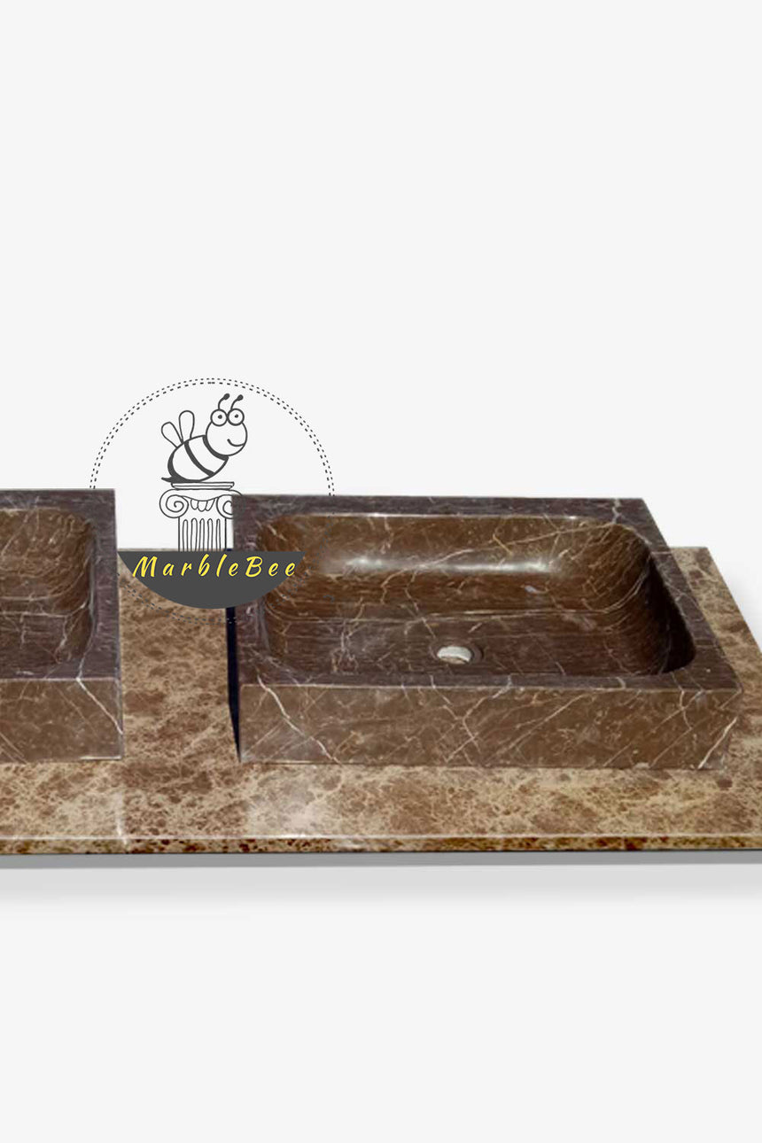 Contemporary design Square Basin Emperador dark marble basin 