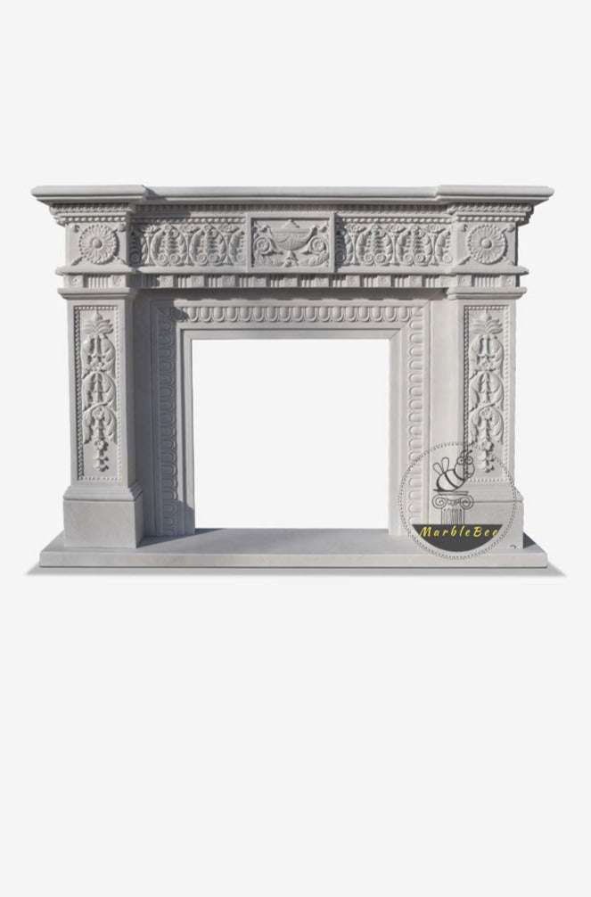 Custom Antique Marble Fireplace For sale