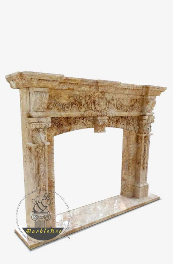 Custom Renaissance French Stone Fireplace Mantel