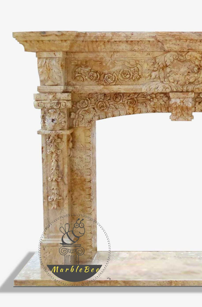 Renaissance French Stone Fireplace Mantel For Sale