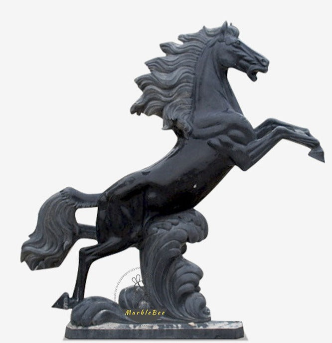 Buy Life-Size Black Horse Stone Sculpture