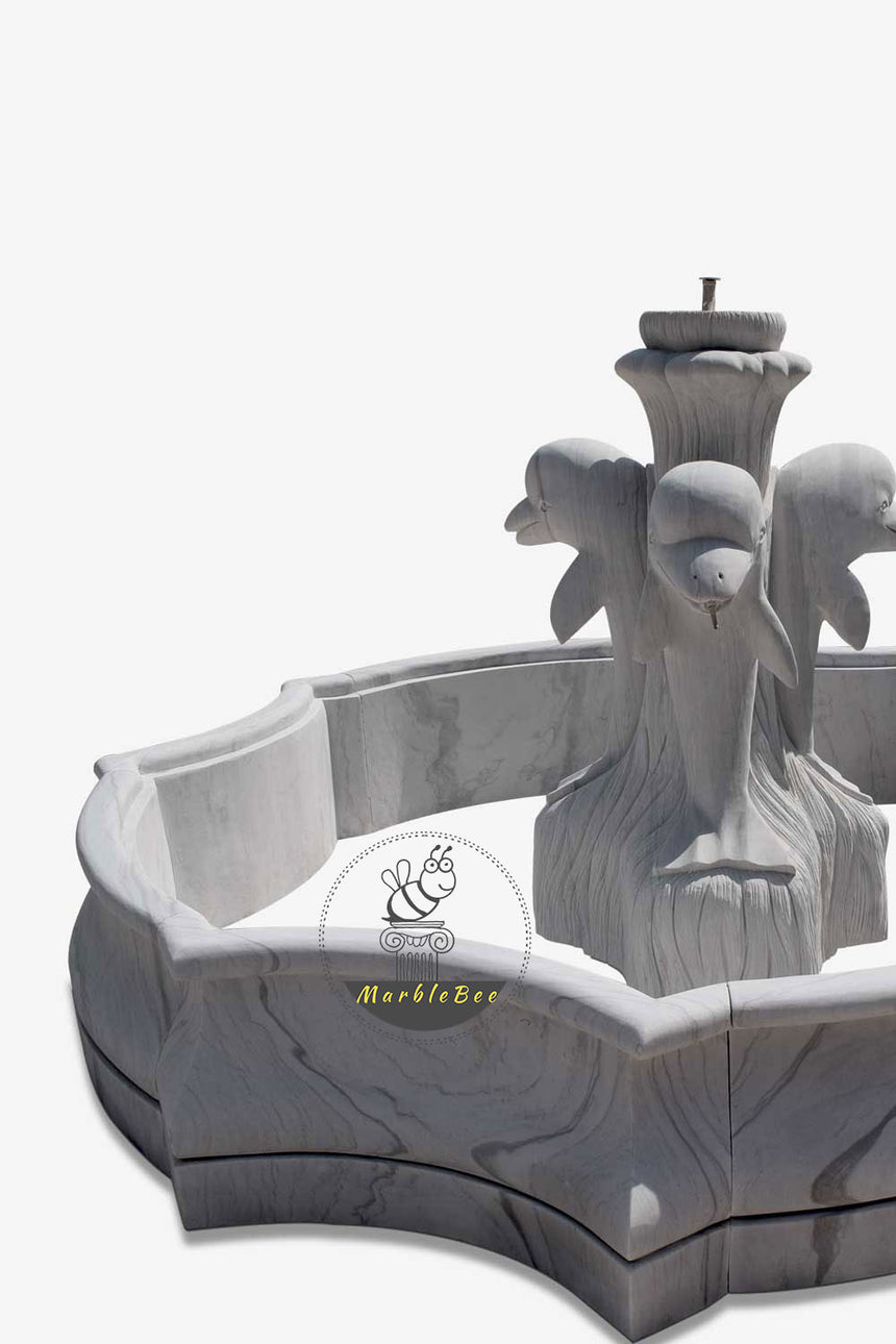 Dolphin statue marble fountain For Sale