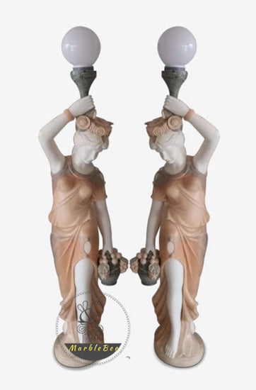 Buy Marble Lamp Post With Goddess Statues