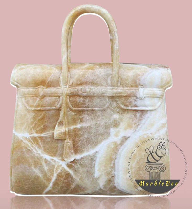 Custom Hand-carved Yellow Onyx Handbag
