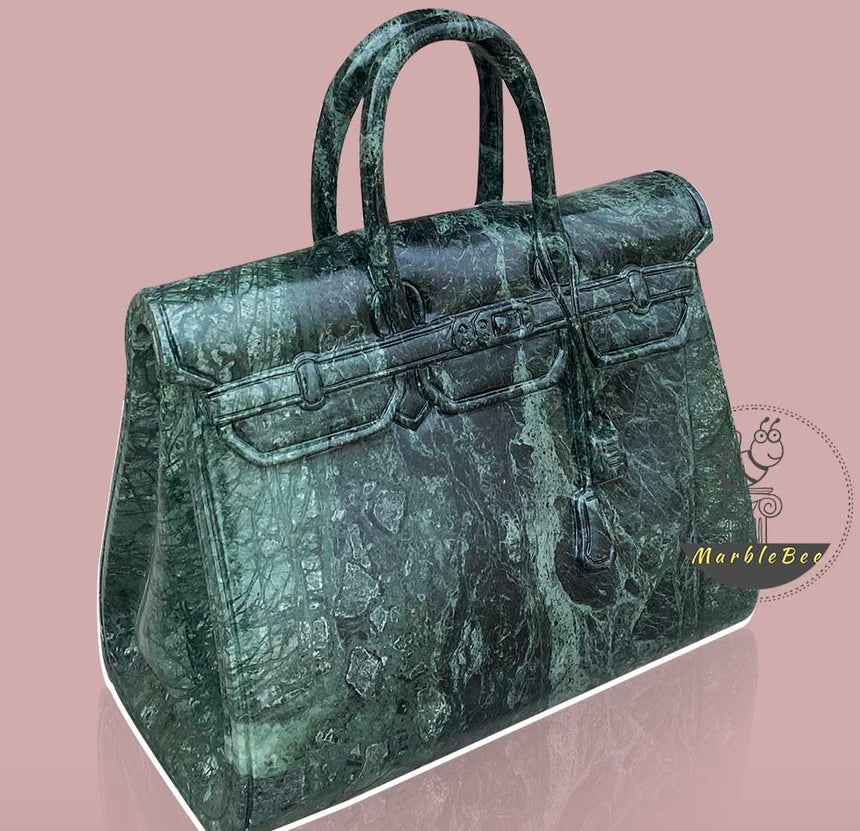 Solid Stone Handbag Carved from Green Marble – Marblebee