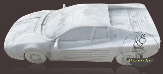 Custom White Hand Carved Marble Car
